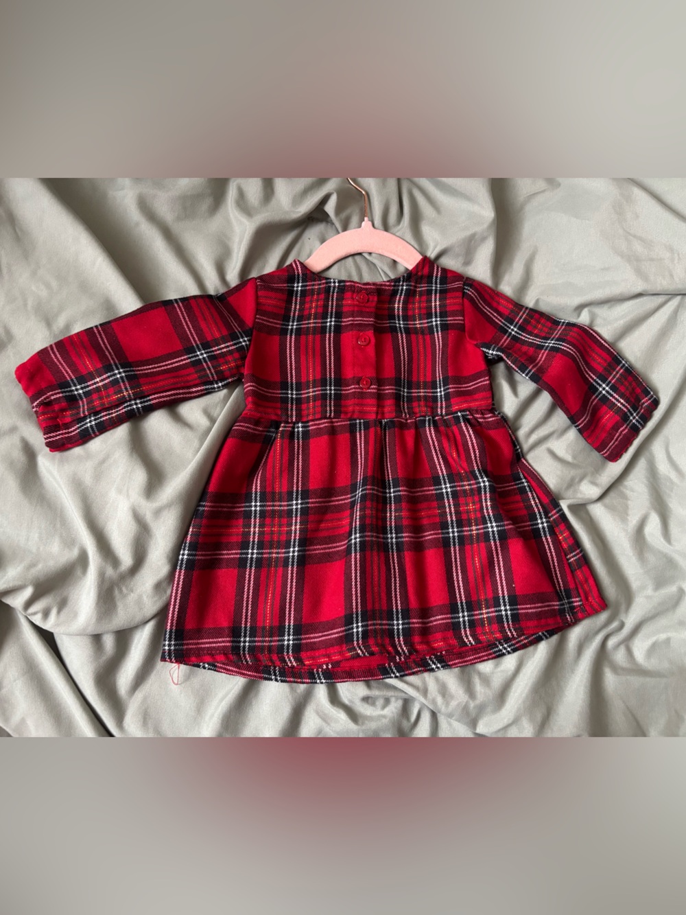 Red Plaid Girls' Casual Dress